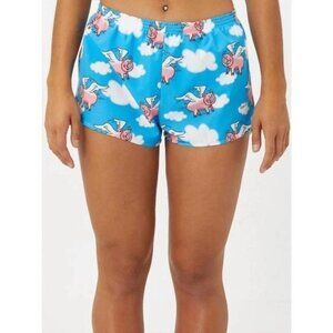 BOA Stretch 1" Elite Athletic Running Shorts Woemn's Medium NWT Blue/Flying Pigs